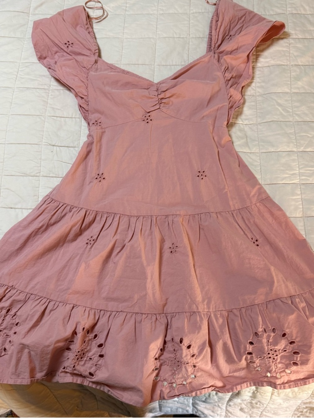 Zara Dusty Rose Eyelet Detail‎ Dress